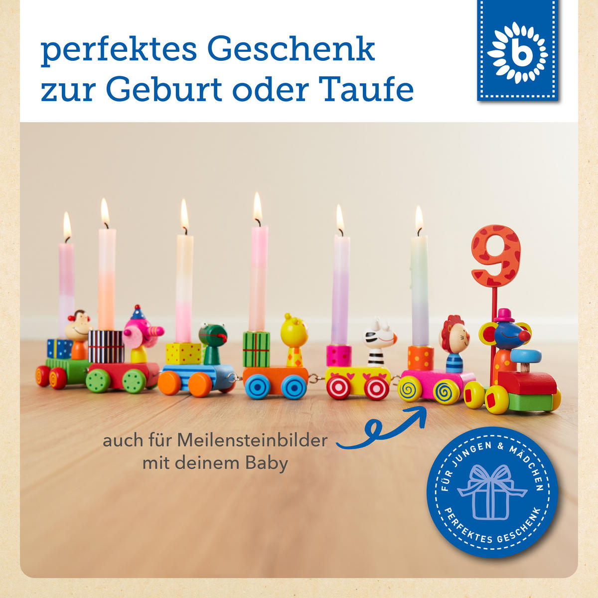GEBURTSTAGSZUG Holz Safari mit Zahlen 0- - Multicolor, Holz (5/48cm) - Bieco Spielwaren