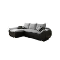 ECKSCHLAFSOFA ALEX – Grau + Schwarz (Lawa 05 + Soft 11) + Hocker - Links - Grau, Holzwerkstoff/Metall (275/155cm) - Möblo