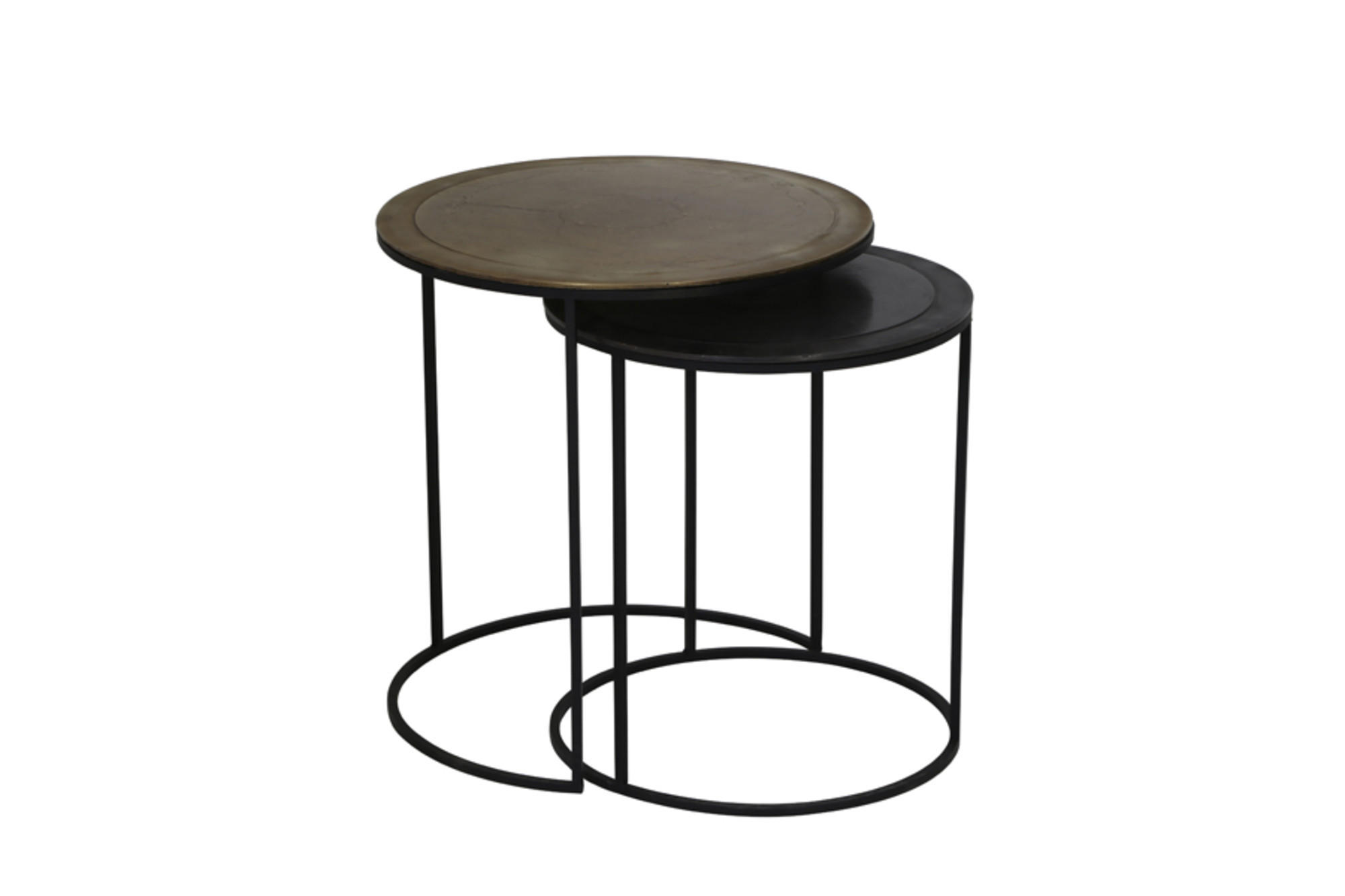 BEISTELLTISCH Talca Bronze Ø49/52 cm 2er-Set - Schwarz/Bronzefarben, Metall (49/49/50.5cm) - Light & Living