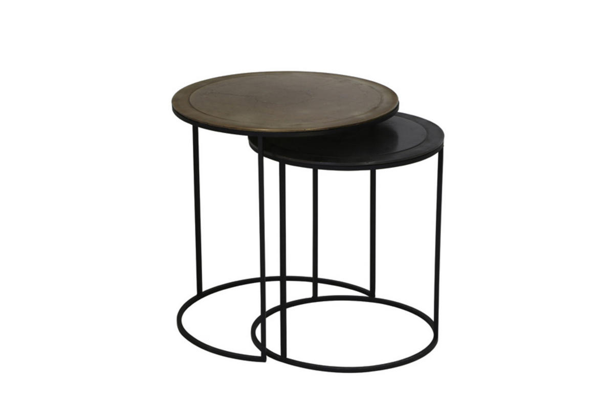 BEISTELLTISCH Talca Bronze Ø49/52 cm 2er-Set - Schwarz/Bronzefarben, Metall (49/49/50.5cm) - Light & Living