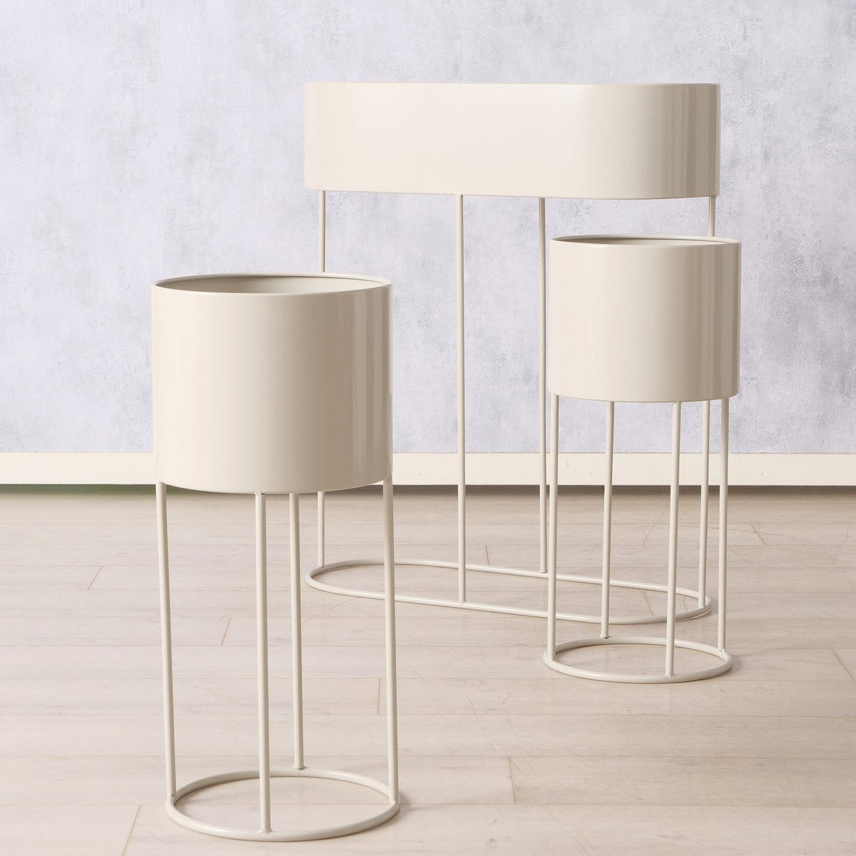 BLUMENSTÄNDER Metall AURELA 3er-Set - Beige, Metall (65/29/76cm)