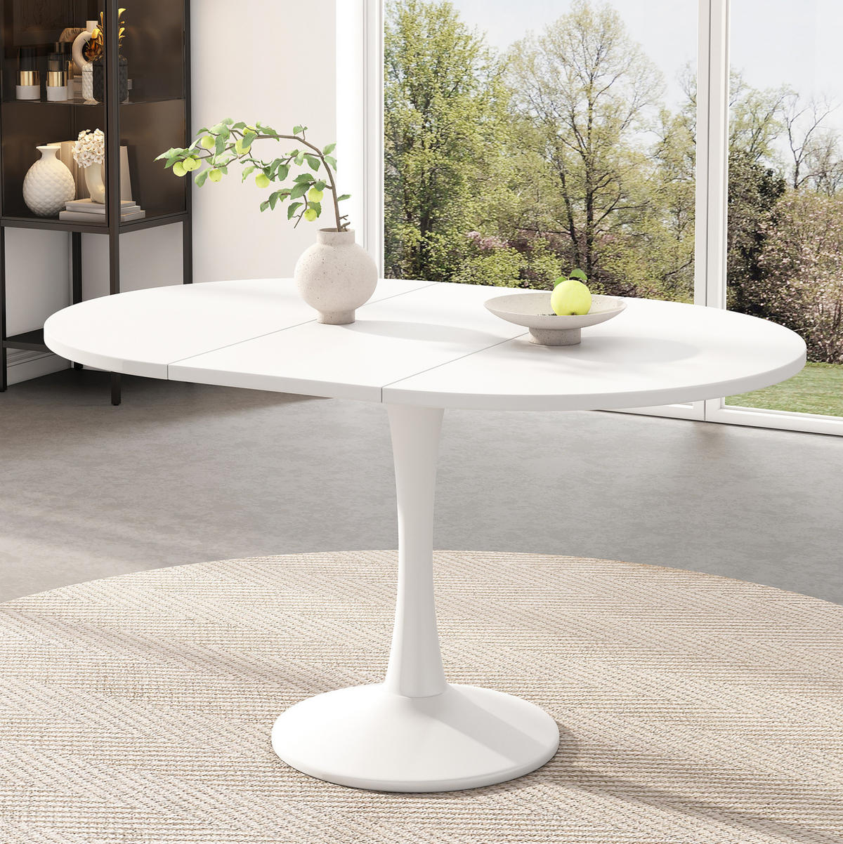 ESSTISCH 100/140/100/75 cm in Weiß, oval und ausziehbar - Weiß, Holzwerkstoff (100/140/75cm) - Flora Grace