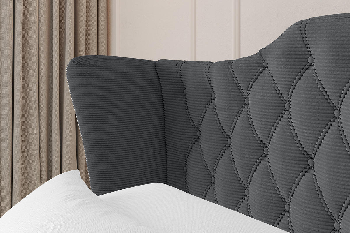 POLSTERBETT mit Bettkasten, Fußteil und Lattenrost, Boxbett ohne Matratze - MODY-Z 180x200 Dunkelgrau - Anthrazit, Holzwerkstoff/Textil (180/200cm) - ALTDECOR