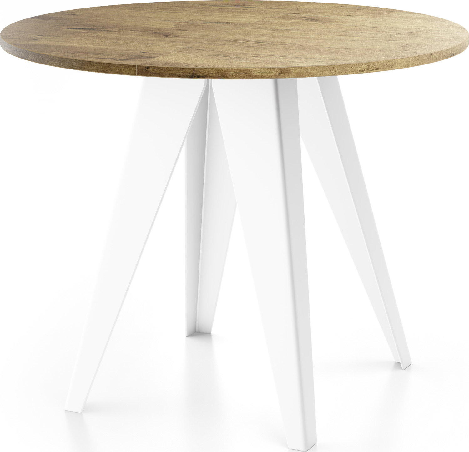 ESSTISCH Griffin runder ausziehbarer, Lancelot Eiche 90-130/100/76 cm - Eichefarben/Braun, Holzwerkstoff/Metall (90/130/76cm) - WFL GROUP