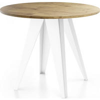 JEDÁLENSKÝ STÔL Griffin Okrúhly Rozkladací s Bielami Kovovými Nohami, Dub Lancelot 100-140/100/76 cm - hnedá/biela, kov/kompozitné drevo (100/140/76cm) - WFL GROUP
