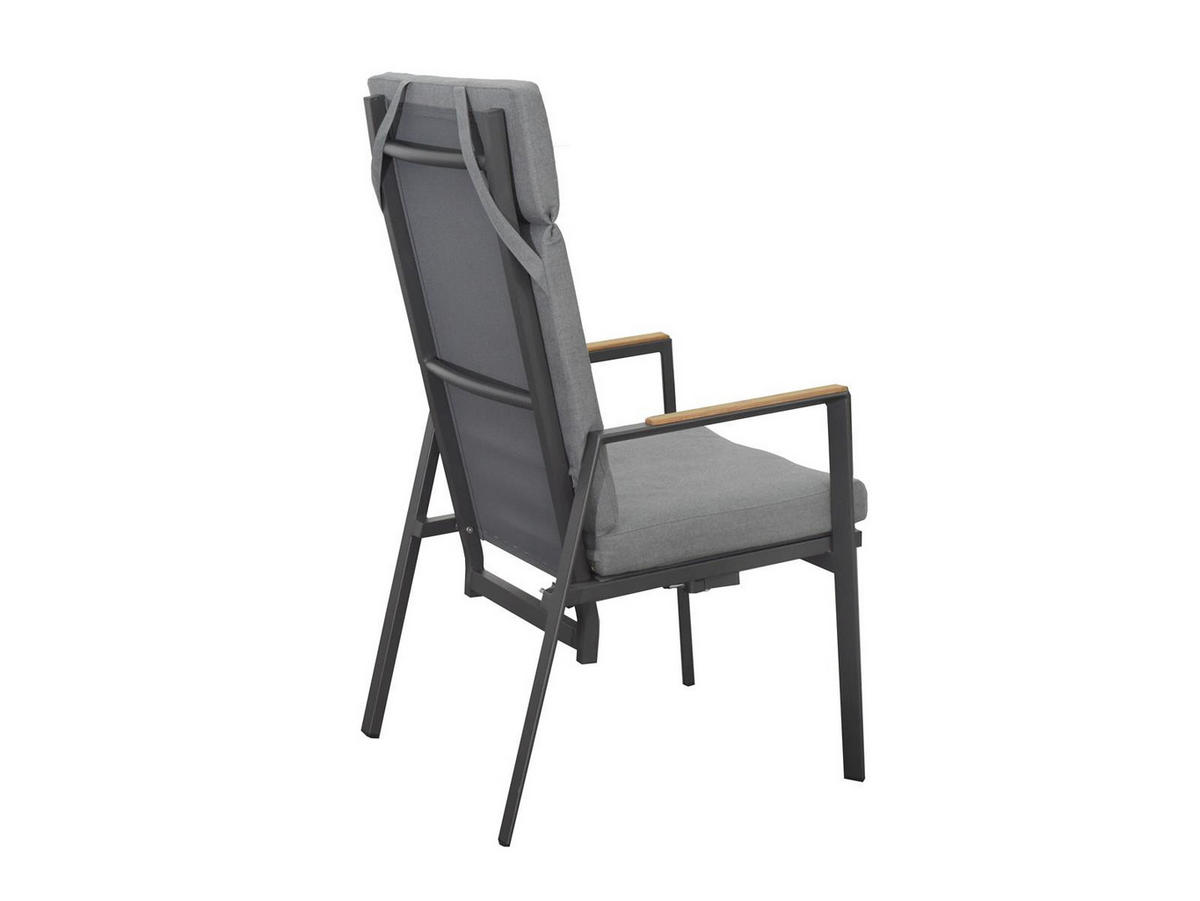 GARTENSTUHL Brisbane 2er-Set Anthrazit Aluminium stapelbar Hochlehner verstellbare Lehne - Grau, Kunststoff (57/111/63cm) - Green Spirit