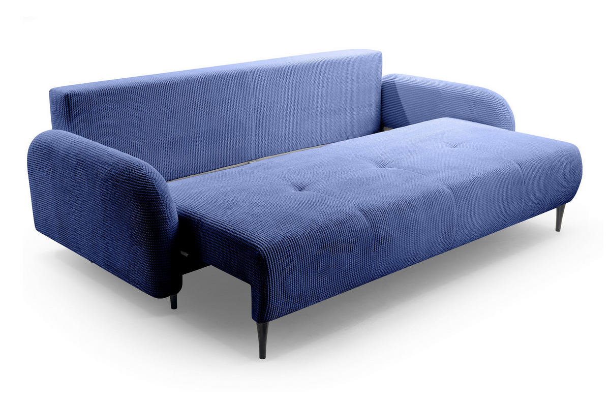 BETTSOFA VIVO Blau Geflochtener Stoff mit Schlaffunktion - Blau, Holz (230/95/102cm) - MASSENO