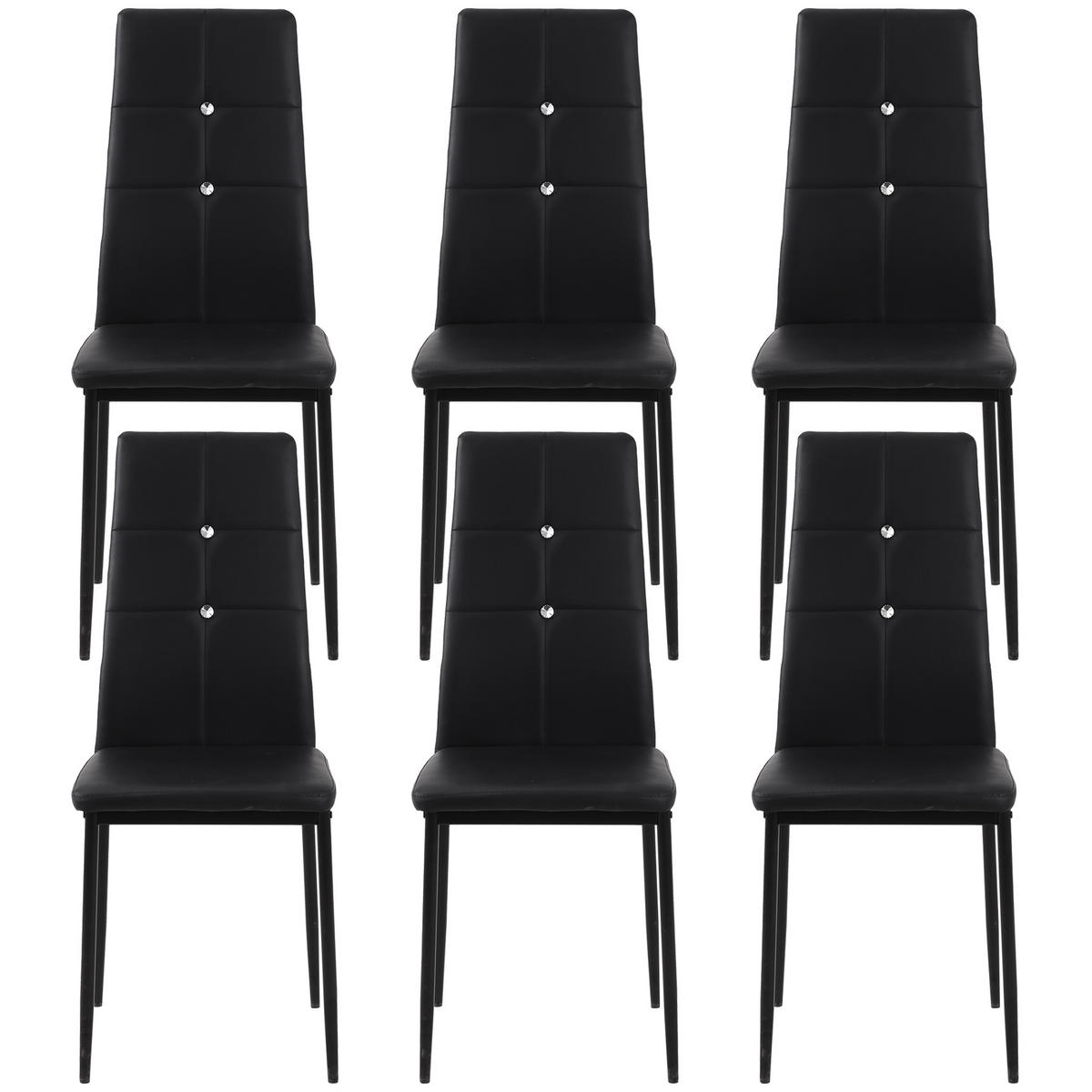 STÜHLE Schwarz 6 Stück - Schwarz, Leder (41/97/50cm) - GiPP