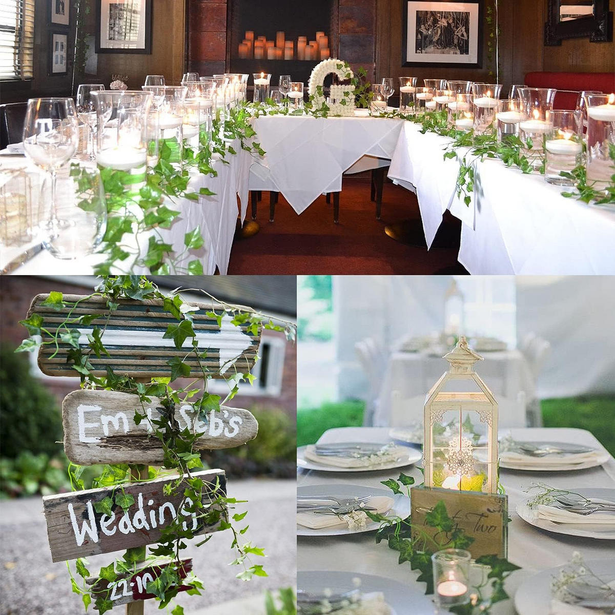 KUNSTPFLANZE Künstliche Efeu Girlanden 220cm Länge,24 Stück - Grün, Kunststoff (7cm) - Kaket