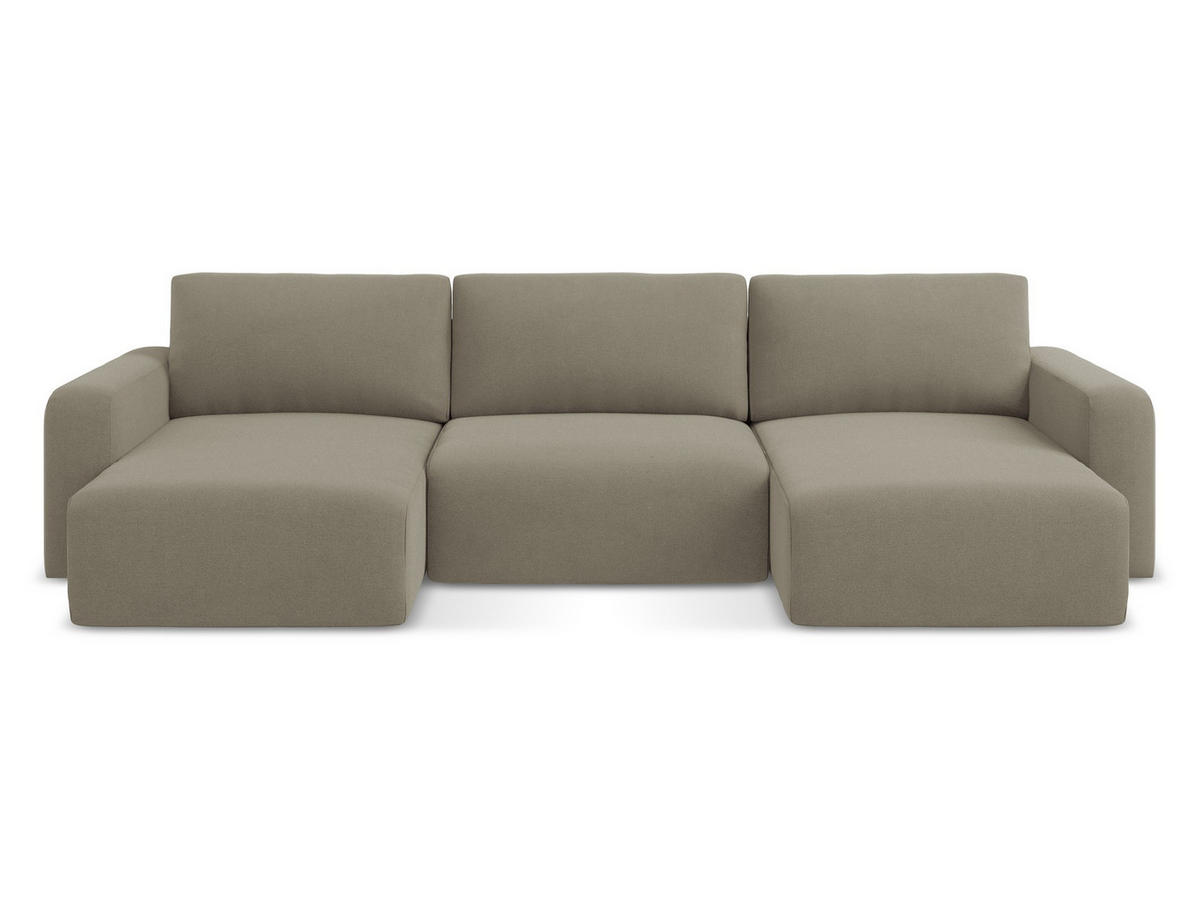 WOHNLANDSCHAFT Strukturstoff Stoff Beige - Beige/Schwarz, Kunststoff/Textil (332/79/149cm) - Makamii