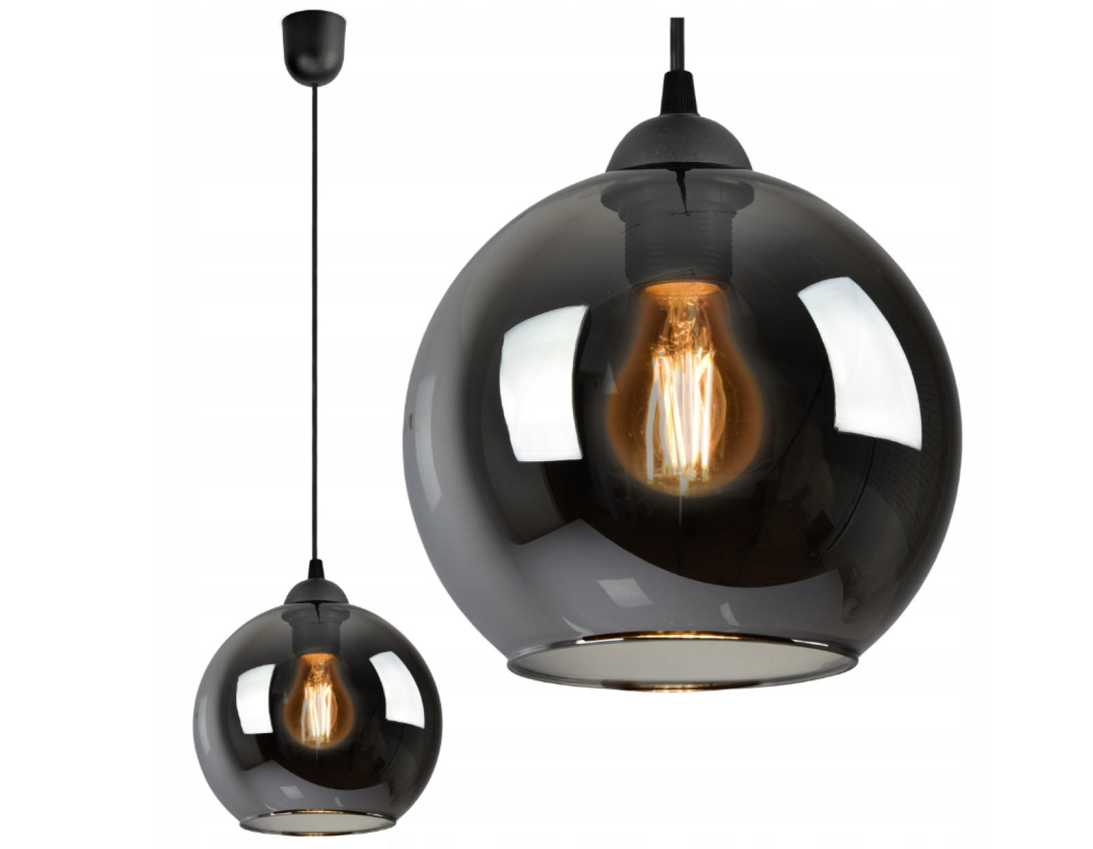 PENDELLEUCHTE HAGEN - Transparent/Anthrazit, Glas/Metall (20/20/80cm) - kiki design