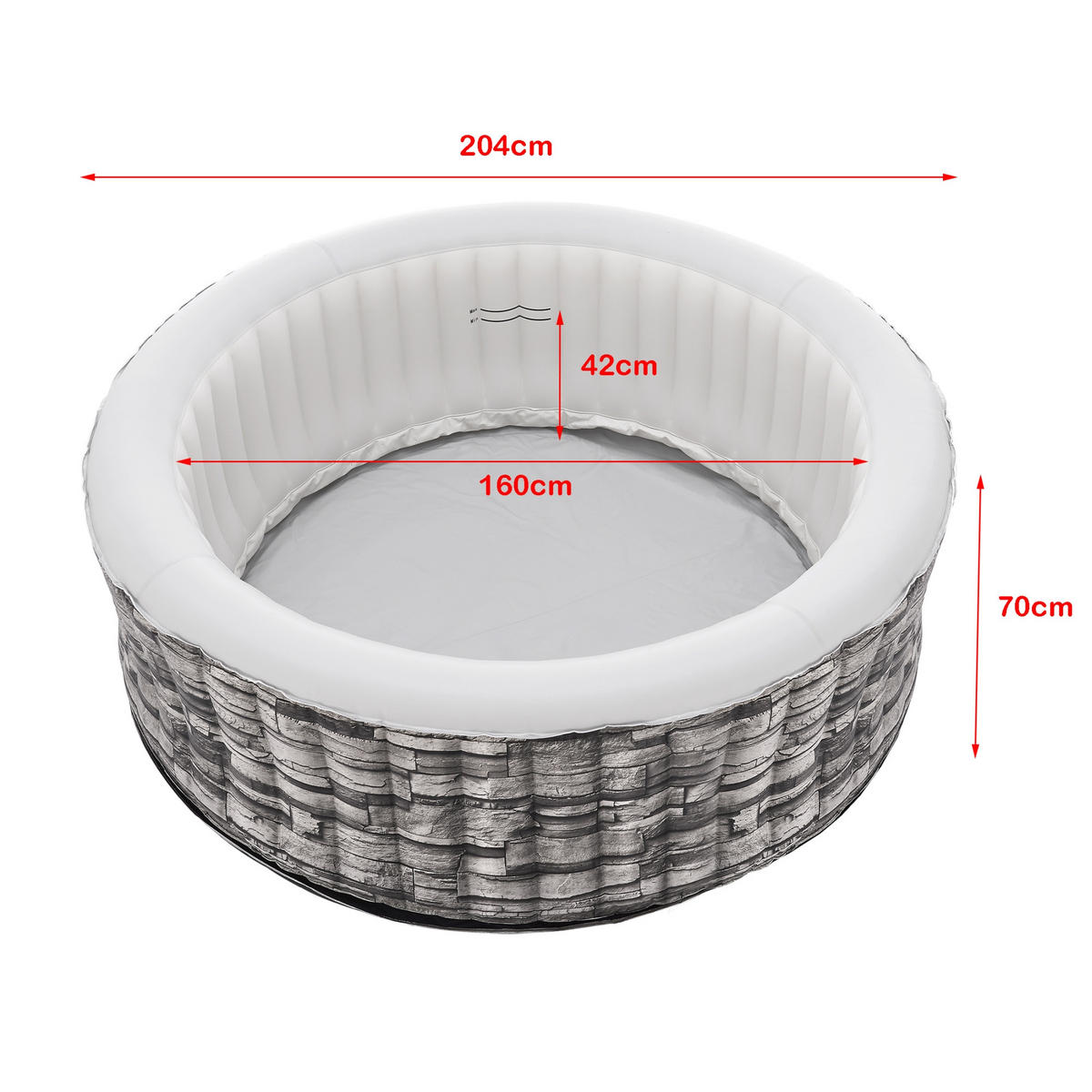 WHIRLPOOL Carosino - Grau, Kunststoff (204/70/204cm) - pro.tec