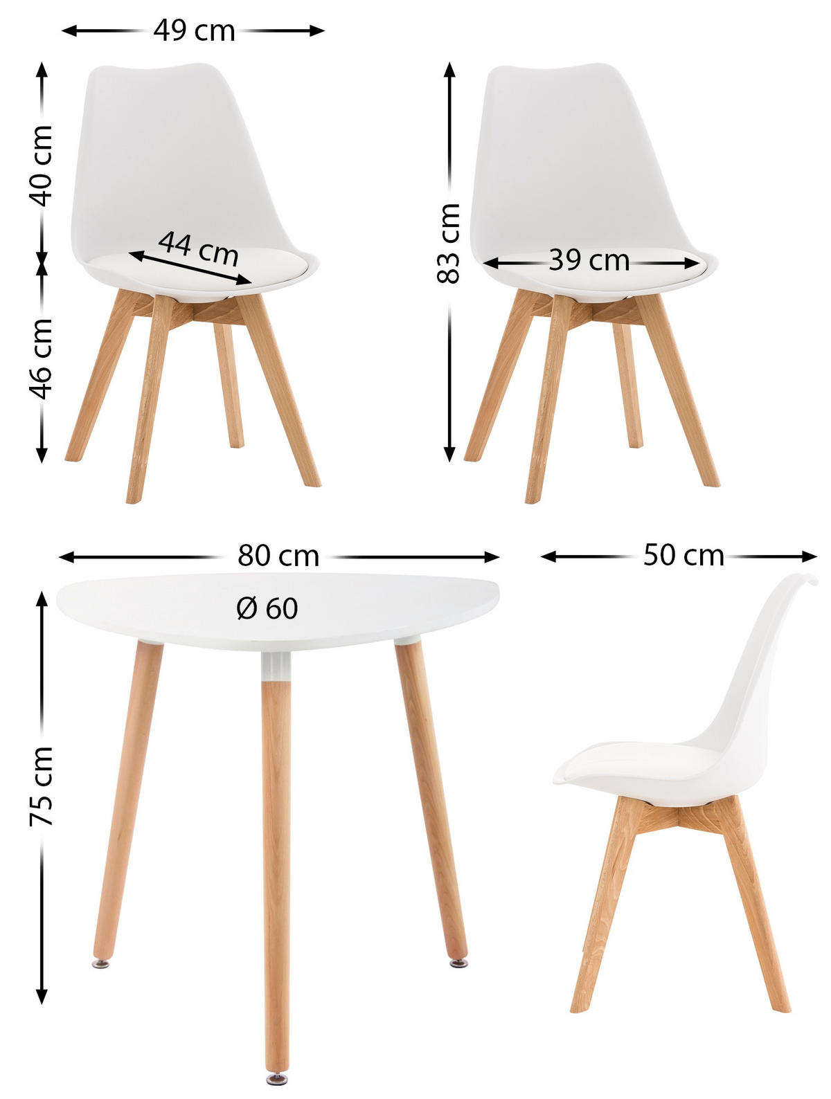 TISCHGRUPPE Holz weiß - Weiß, Holz (150/83/150cm) - CLP