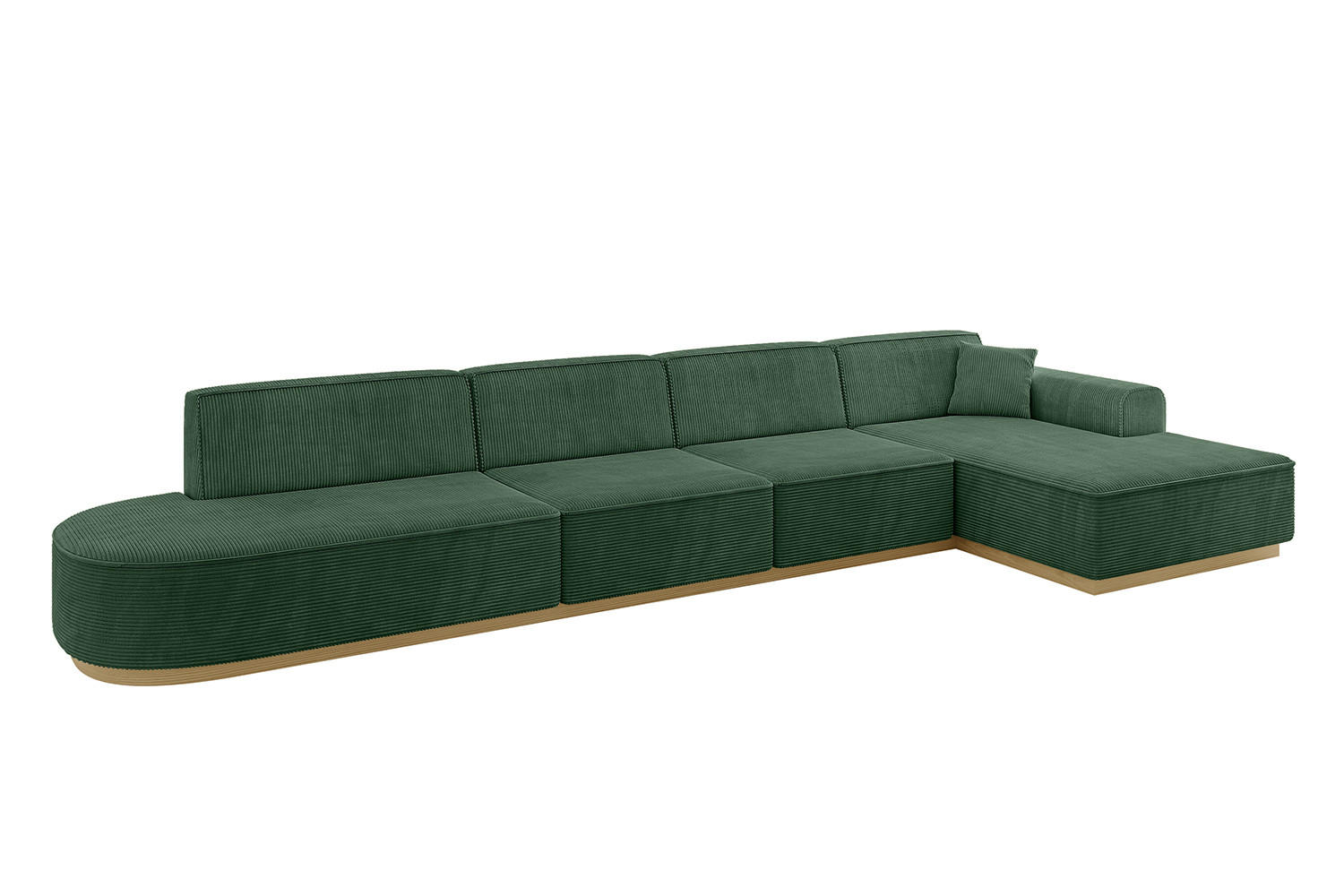 ECKSOFA Ottomane Rechts IREA-L3-v2 - 403x165x81 cm Grün - Grün, Holzwerkstoff/Textil (403/165cm) - ALTDECOR
