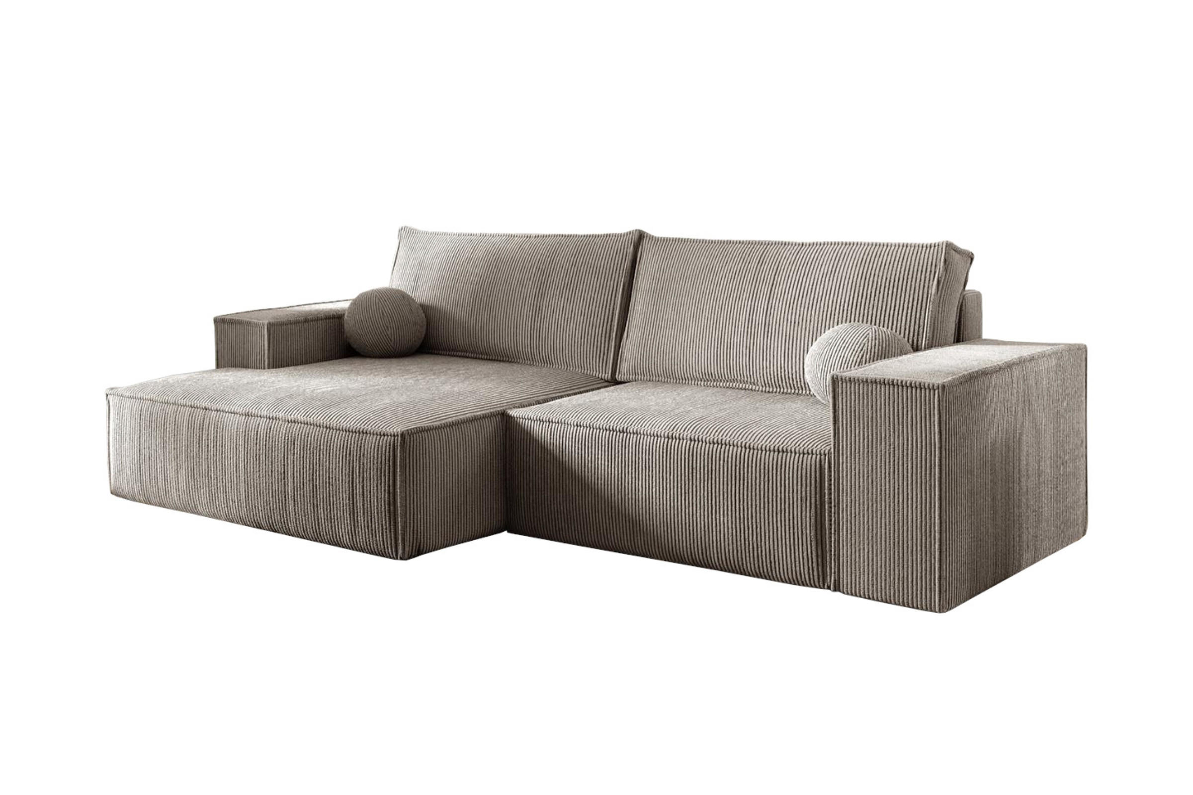 ECKSOFA NEPTUN 255/148 in Cord Beige links - Beige, Holz/Holzwerkstoff (255/148cm) - Deine Möbel 24
