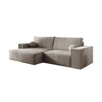 ECKSOFA NEPTUN 255/148 in Cord Beige links - Beige, Holz/Holzwerkstoff (255/148cm) - Deine Möbel 24