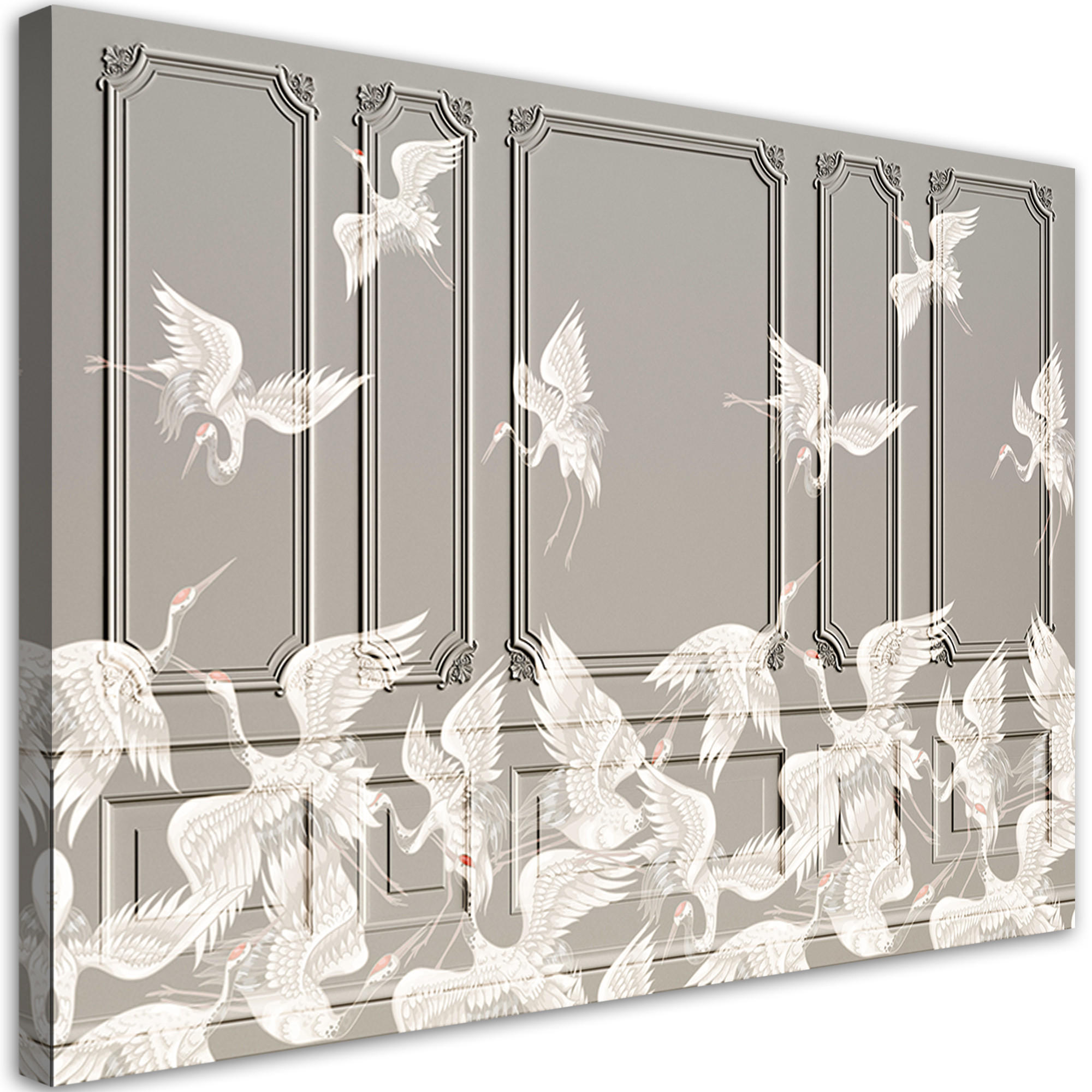 WANDBILD krane im flug - Grau, Textil (60/40cm) - Feeby