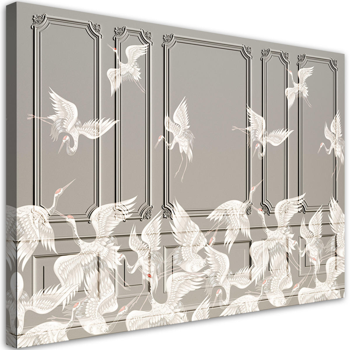 WANDBILD krane im flug - Grau, Textil (60/40cm) - Feeby