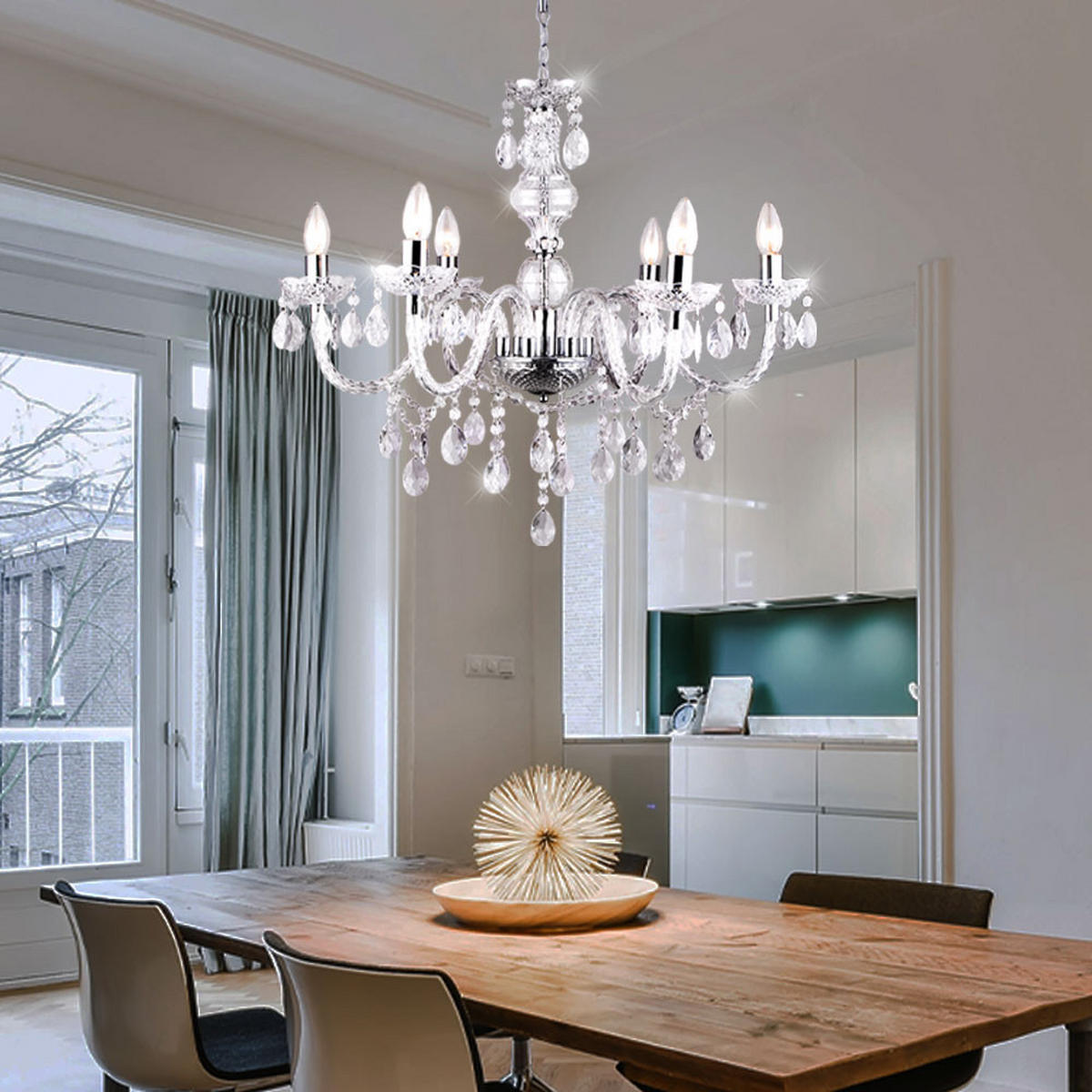 KRONLEUCHTER in verschiedenen Ausführungen - Weiß, Metall (67/67/166cm) - Globo Lighting