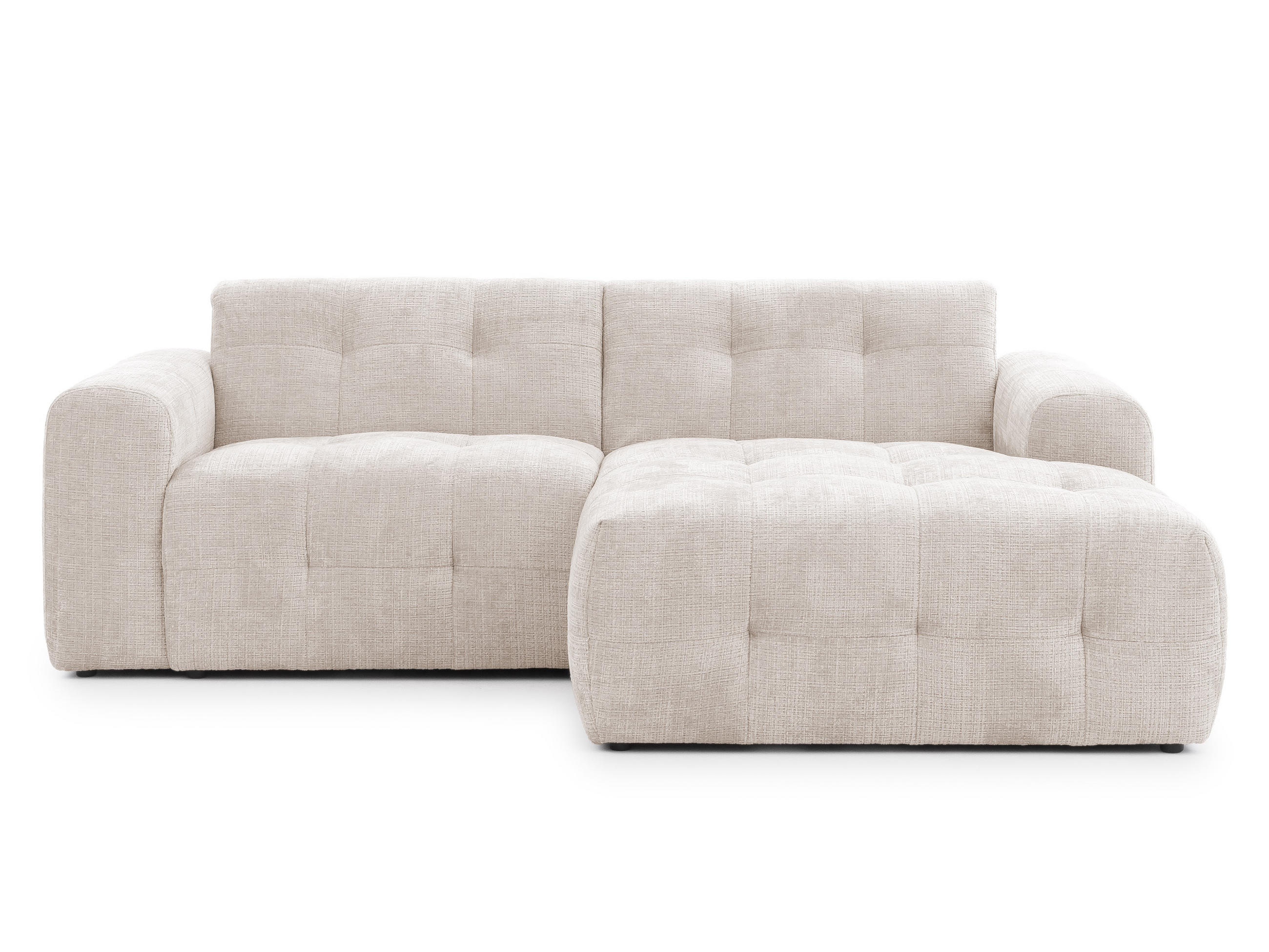 luma-home ROHOVÁ POHOVKA s otomanem vpravo, rafinovaným prošíváním, vlnovým pružinovým jádrem, Š234/H161/V79 cm, potah ze ženilky v béžové barvě / 210