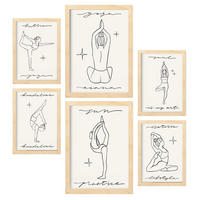 POSTER Set Mit 6 Yoga Musen 2 A3 & A4 Rahmen Aus Hellem Holz - Beige, Papier (29/3/42cm) - Nacnic