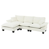 ECKSOFA aus Chenille 264x155x90 cm in Beige mit Ottomane & 2 Kissen - Beige, Textil (155/90/264cm) - Modfu