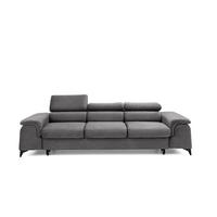 3-SITZER-SOFA PLAZA mit Schlaffunktion 127x195 Velours Grau - Schwarz/Grau, Holz/Textil (260/90/100cm) - Muffo