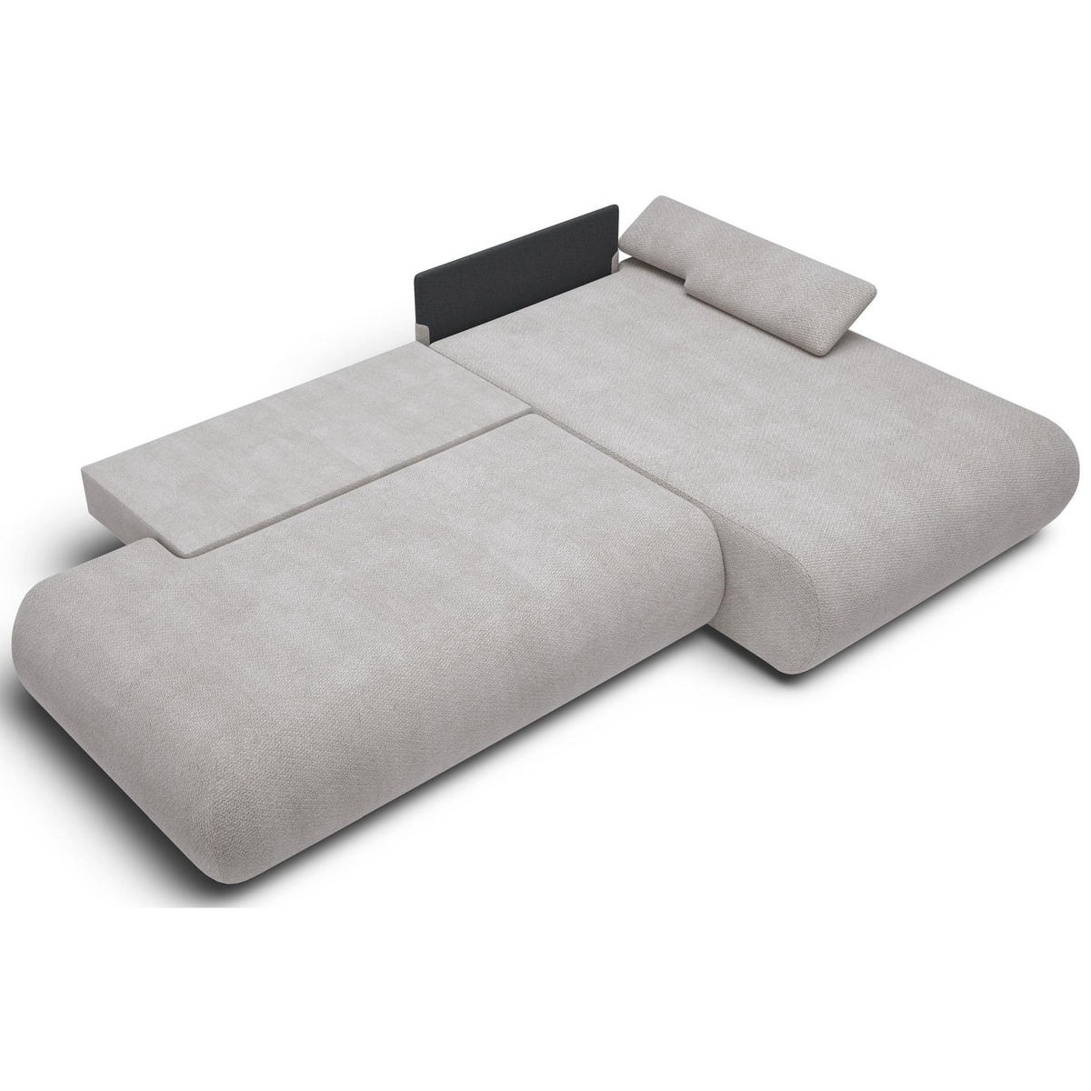 ECKSOFA Armone Hellgrau Chenille - Hellgrau/Schwarz, Kunststoff/Textil (173.5/286cm) - Selsey