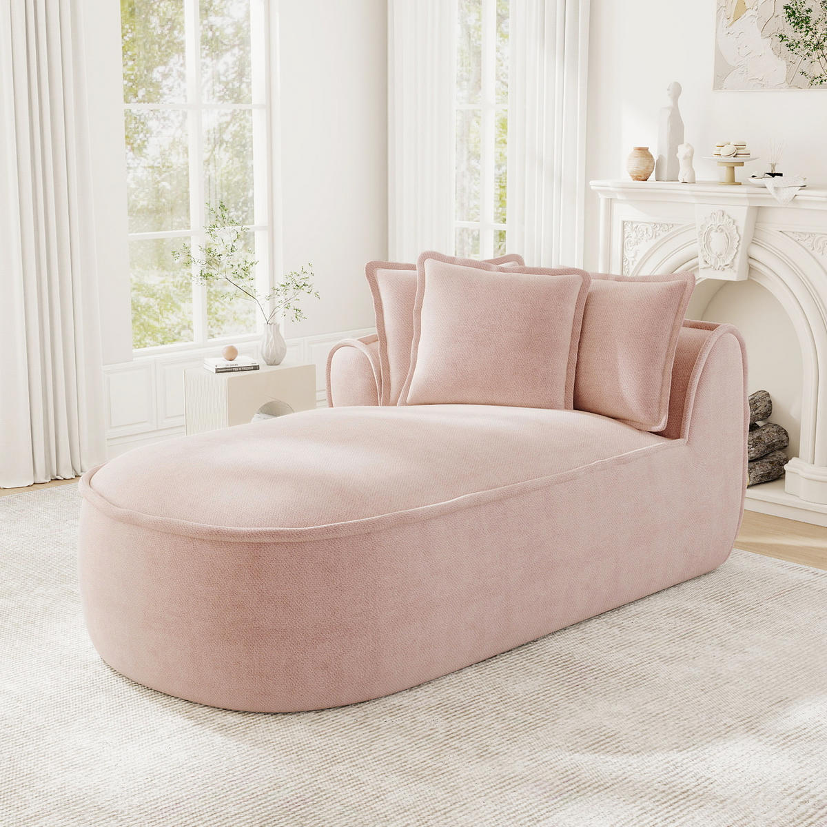 RÉCAMIERE linke Chaiselongue mit Kissen, DE-42643, Pink - Pink, Textil (164/67/92cm) - ComfortXL