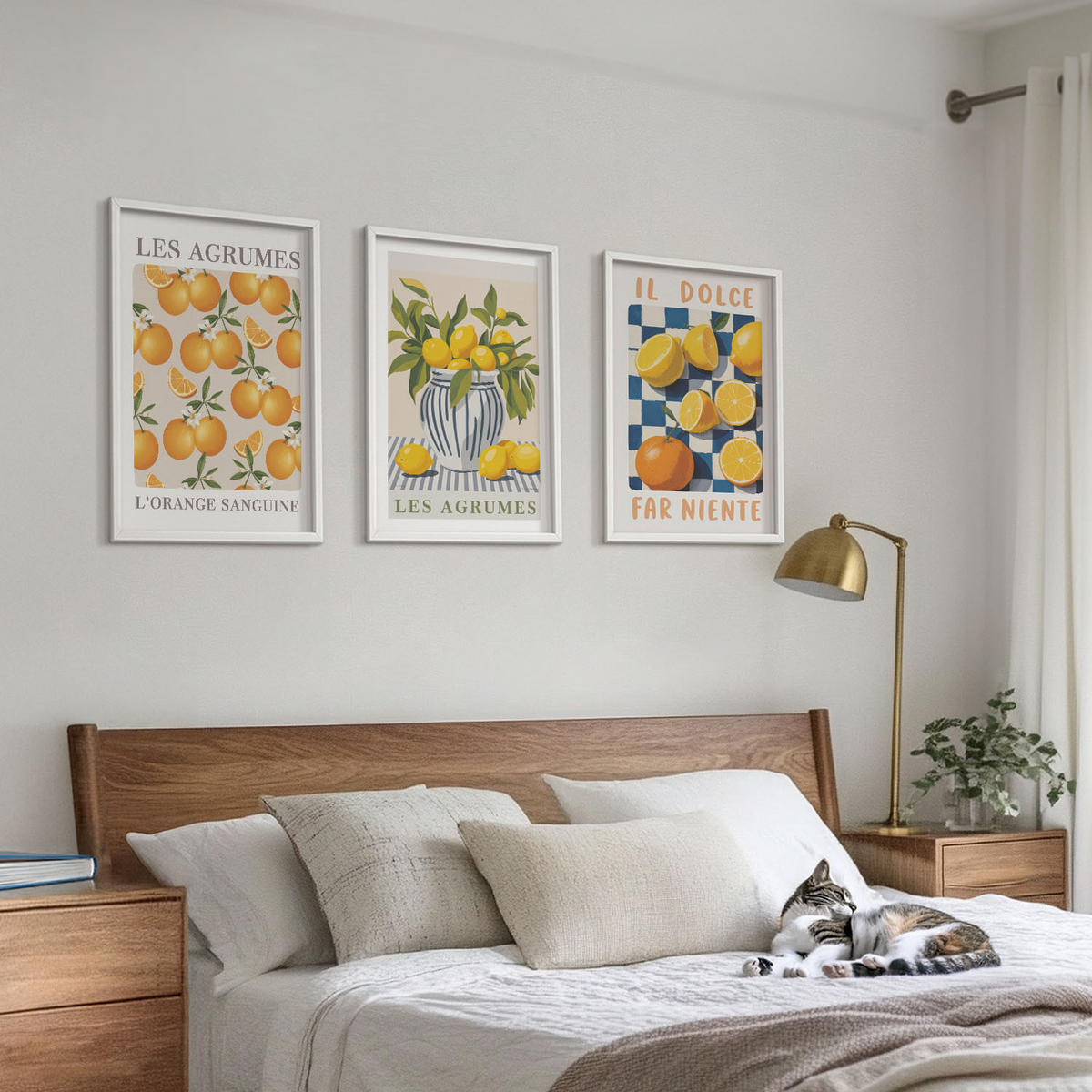 WANDBILDER 3er-Set - 40x60 cm Weißer Rahmen - Retro gelbe Zitrusfrüchte - Weiß, Kunststoff (40/60cm) - ArtPrintCave