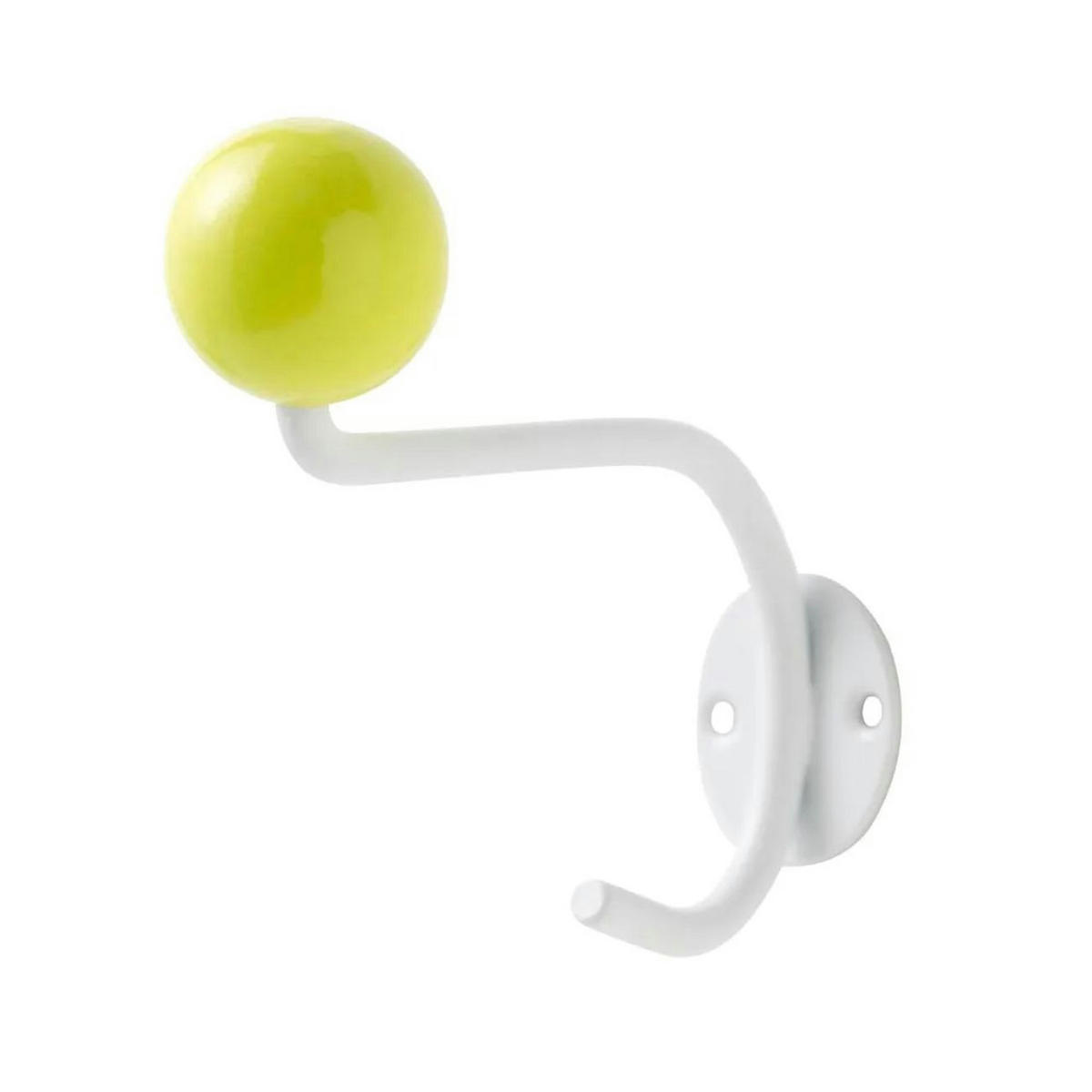 KLEIDERHAKEN, weiß-gelb, Metall, 50er Jahre Design - Weiß, Metall (13/1/1cm) - Superliving