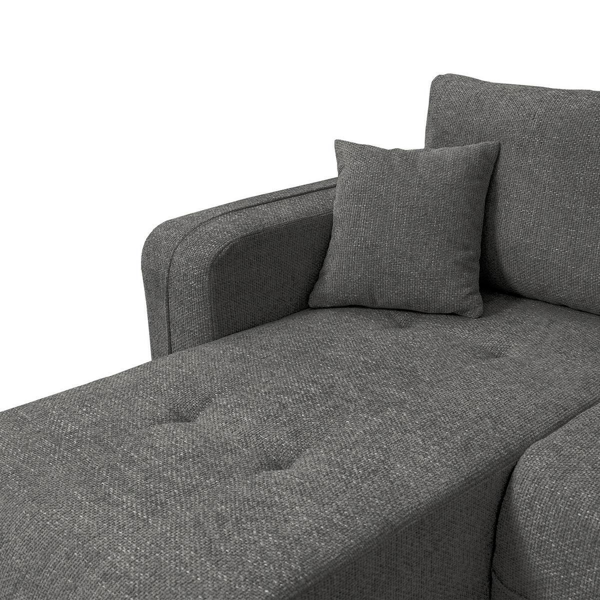 WOHNLANDSCHAFT - Anthrazit/Schwarz, Kunststoff/Textil (312/82/145cm) - home24