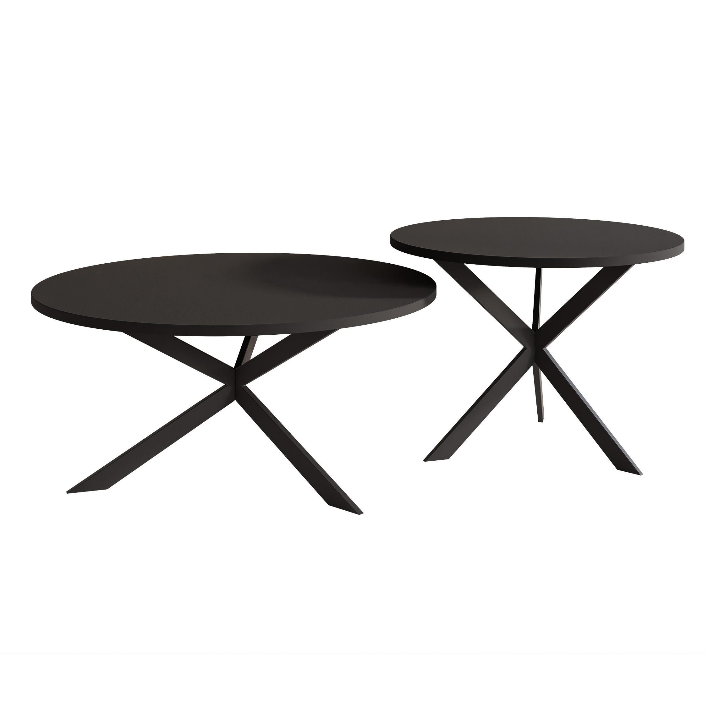 COUCHTISCH rund auf MDF, Schwarz - Schwarz, Holzwerkstoff (75/75/36cm) - Idohome