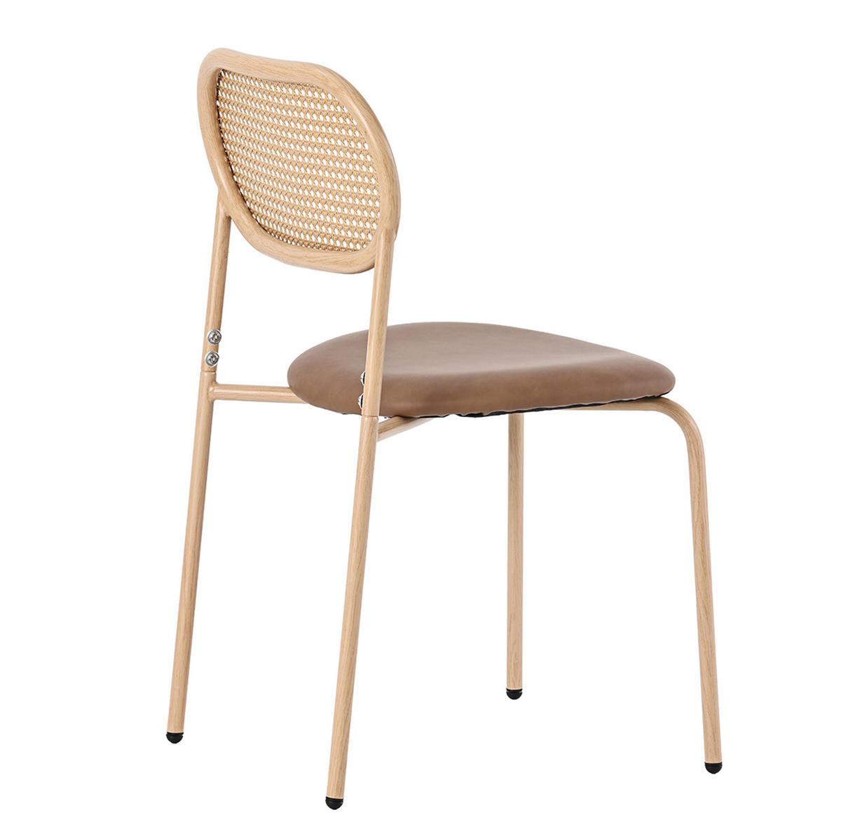 ESSZIMMERSTUHL 4er-Set mit Rattan-Rückenlehne PU Braun - Braun, Metall (46/80/48cm) - Meubliv