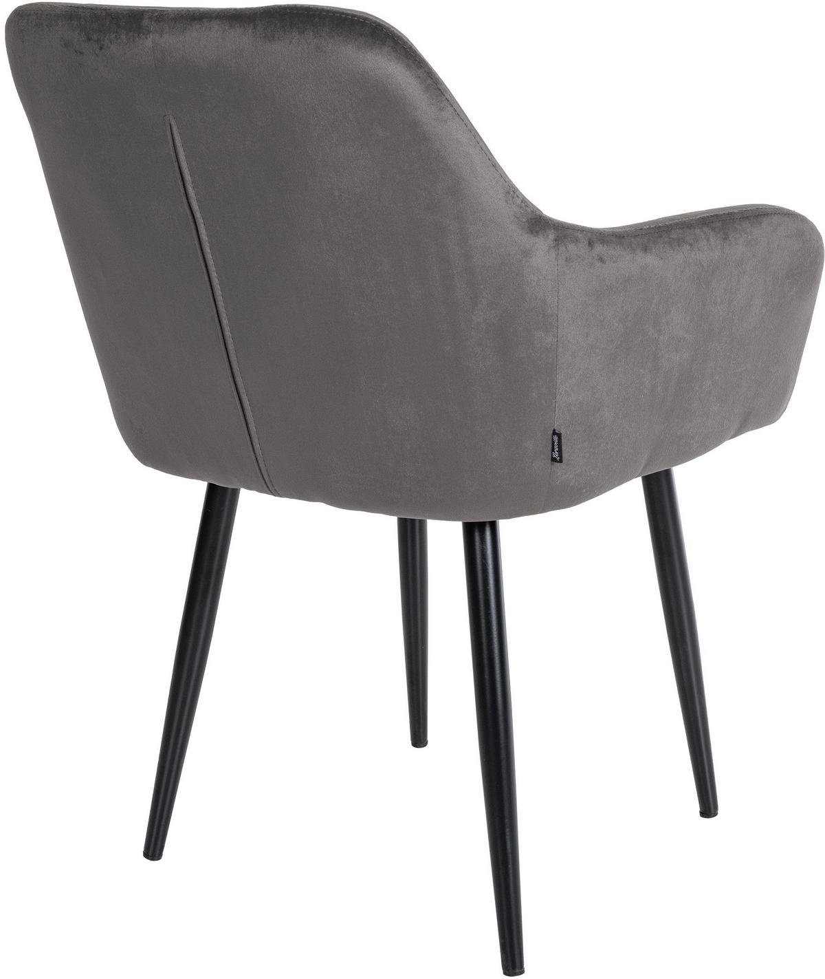 ARMLEHNENSTUHL Samt dunkelgrau - Dunkelgrau/Schwarz, Textil/Metall (59/82/62cm) - CLP
