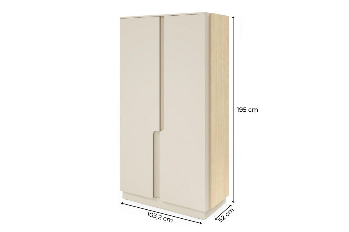 KLEIDERSCHRANK PAURO 01 103/195/52 cm in Eiche Mavelie / Macadamia - Eichefarben/Beige, Holzwerkstoff (103/195/52cm) - Deine Möbel 24