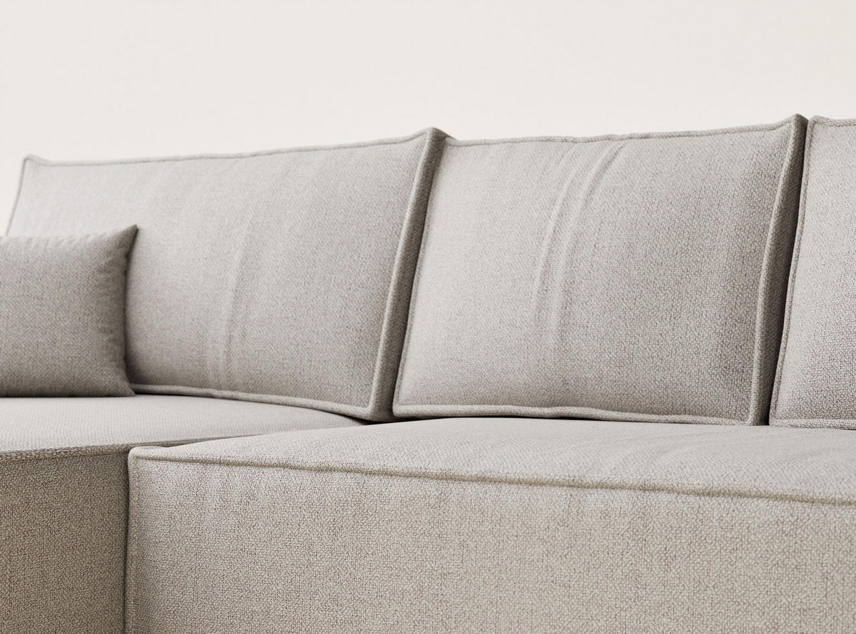 ECKSOFA MIT SCHLAFFUNKTION Maze Seidengrau Webstoff - Greige/Schwarz, Holz/Holzwerkstoff (294/185cm) - Maison de Reve