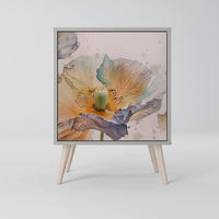 SIDEBOARD SOFTEN POPPY, Grau, 57,5x42x77,5 cm, Schräge Buchenholzfüße - Buchefarben/Multicolor, Holzwerkstoff/Buchenholz (57.5/77.5/42cm) - SpaceRebels