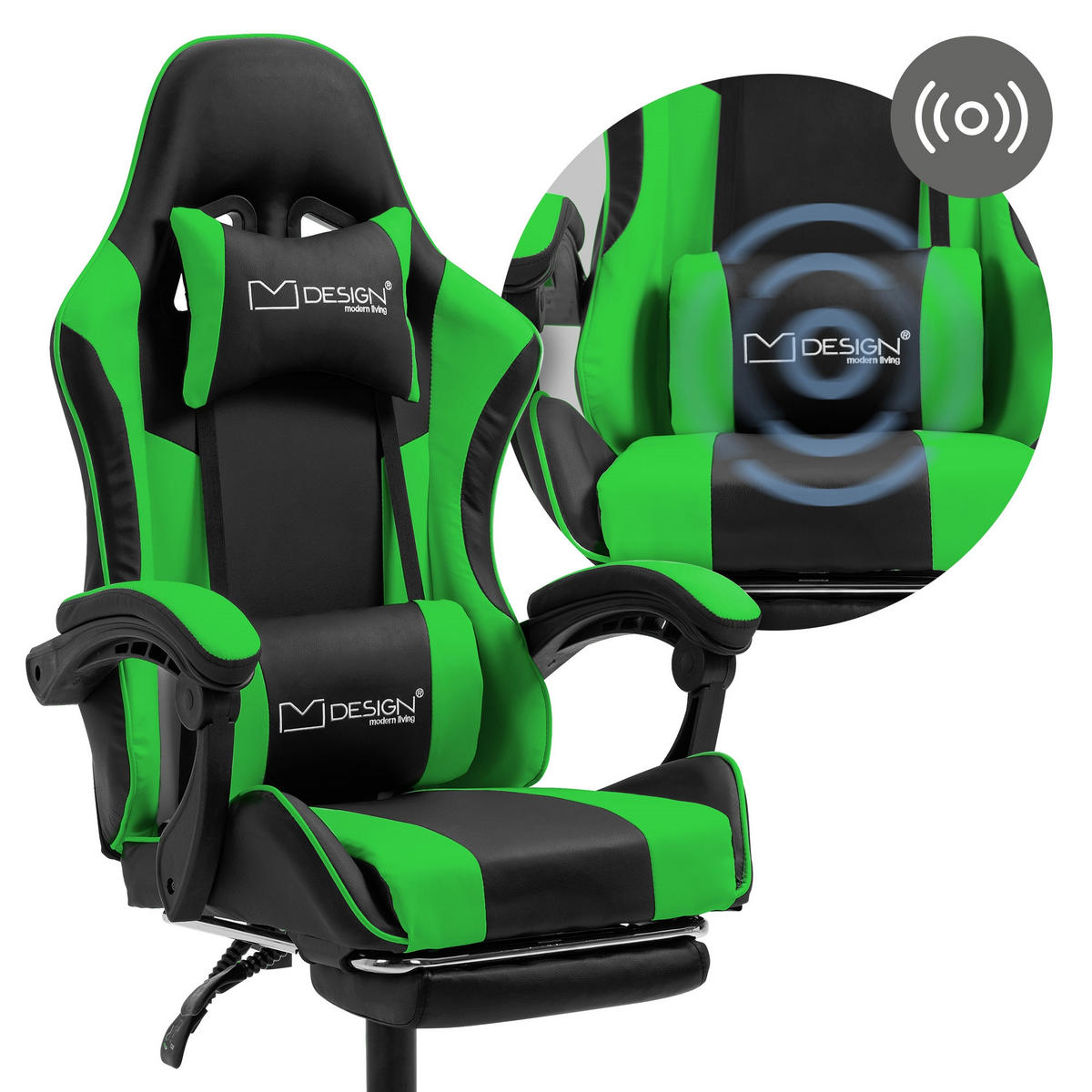 GAMING-STUHL schwarz grün - Grün, Metall (62/128/62cm) - ML-DESIGN