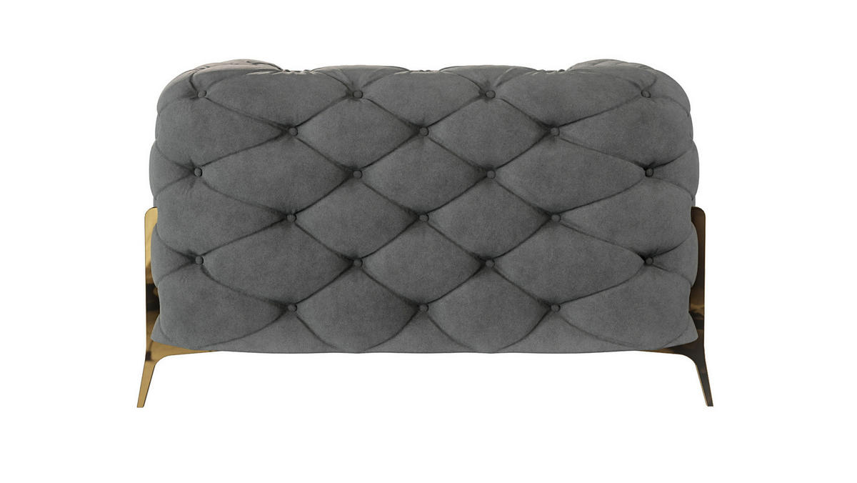CHESTERFIELD-SESSEL Lexi Grau Samt - Goldfarben/Grau, Holz/Textil (125/75/100cm) - S-Style Möbel