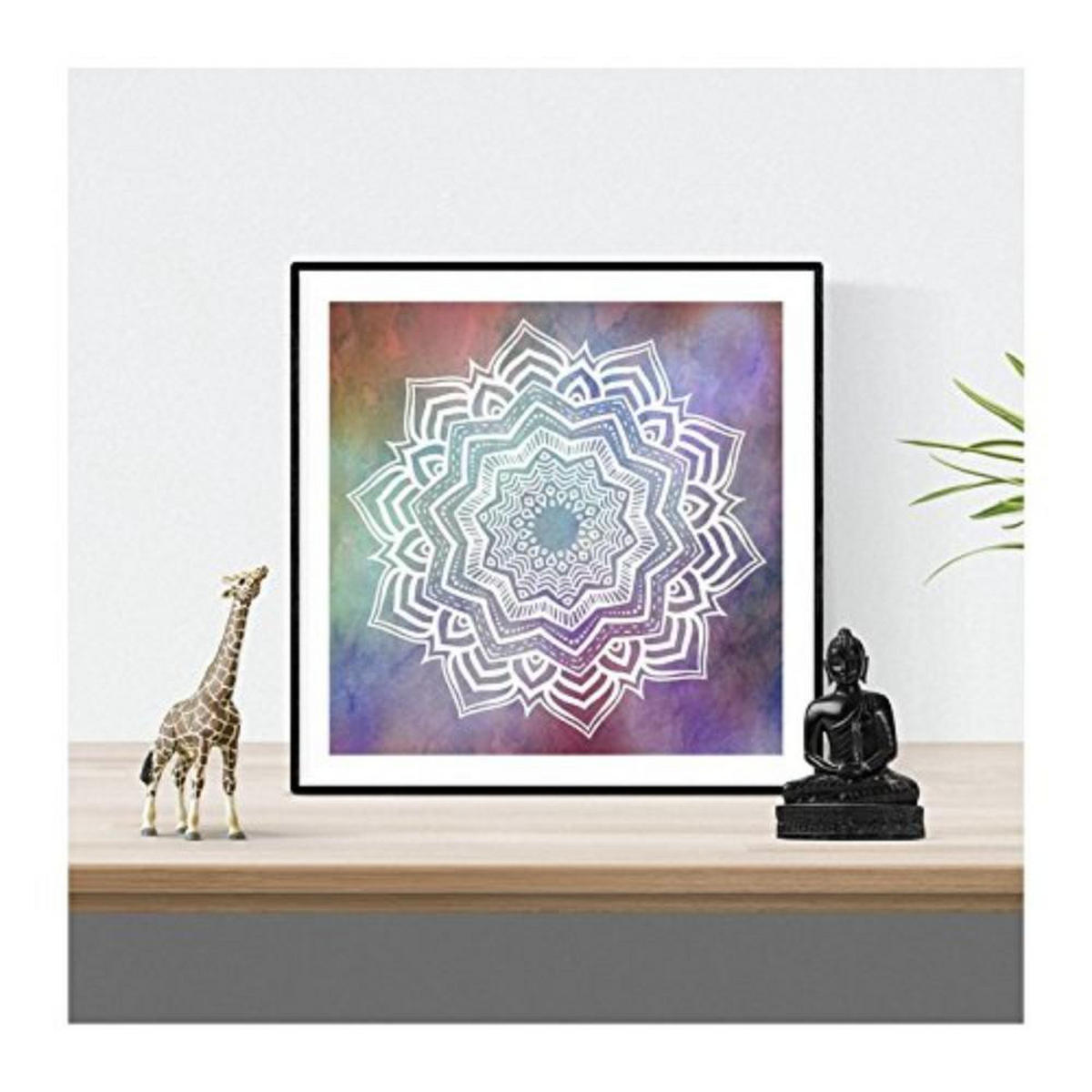 POSTER Set mit 4 Mandalas Beharrlichkeit 20x20cm Schwarzer Rahmen - Schwarz, Papier (20/3cm) - Nacnic