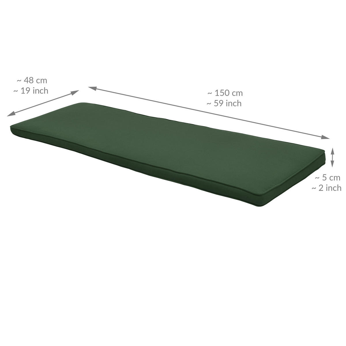 BANKAUFLAGE Loft BK 150/48/5 cm Dunkelgrün - Dunkelgrün, Textil (48/5/150cm) - Beautissu 