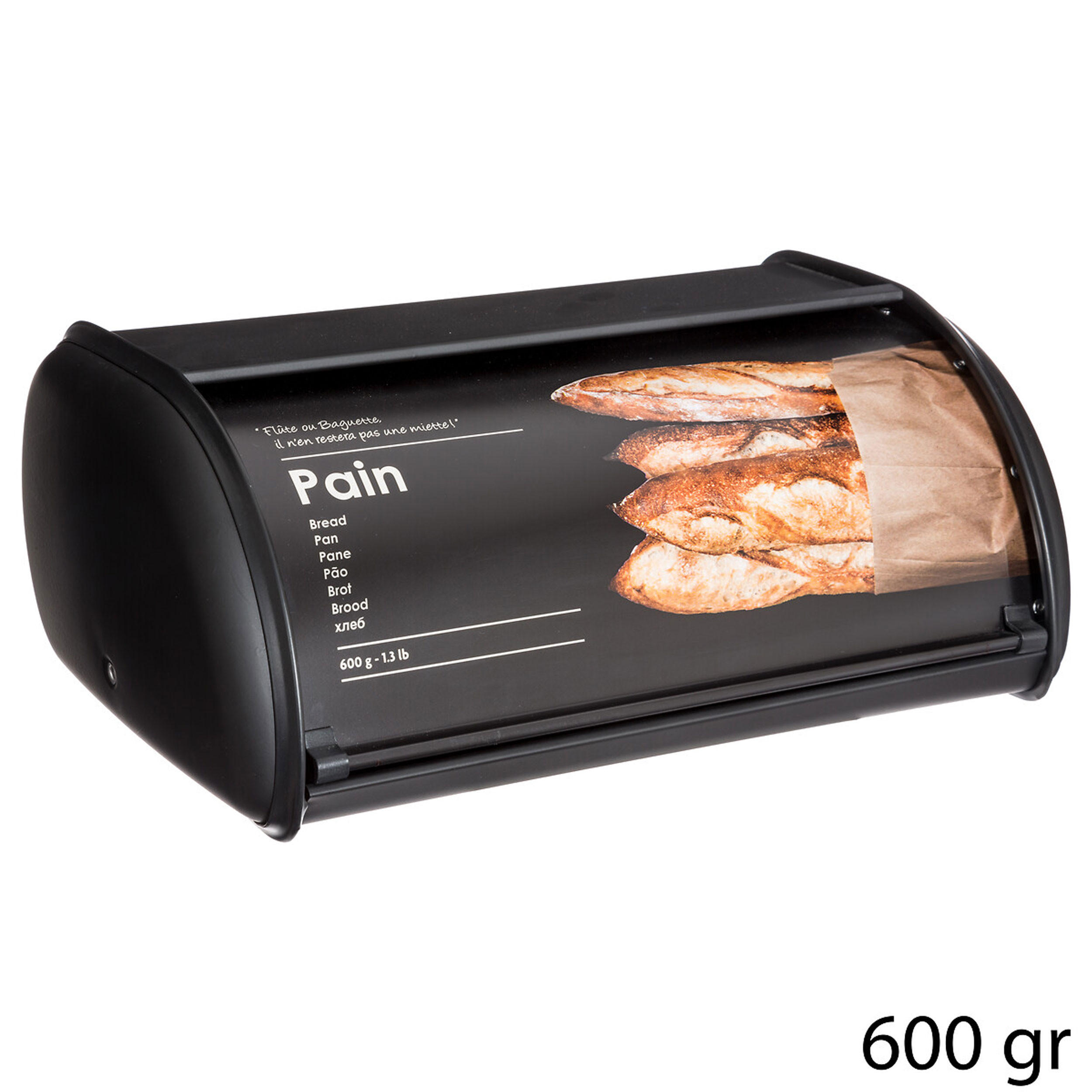 BROTKASTEN Black Edition, Weißblech, Schwarz, für 600 g Brot - Schwarz, Metall (23/15/35.5cm) - 5five Simply Smart