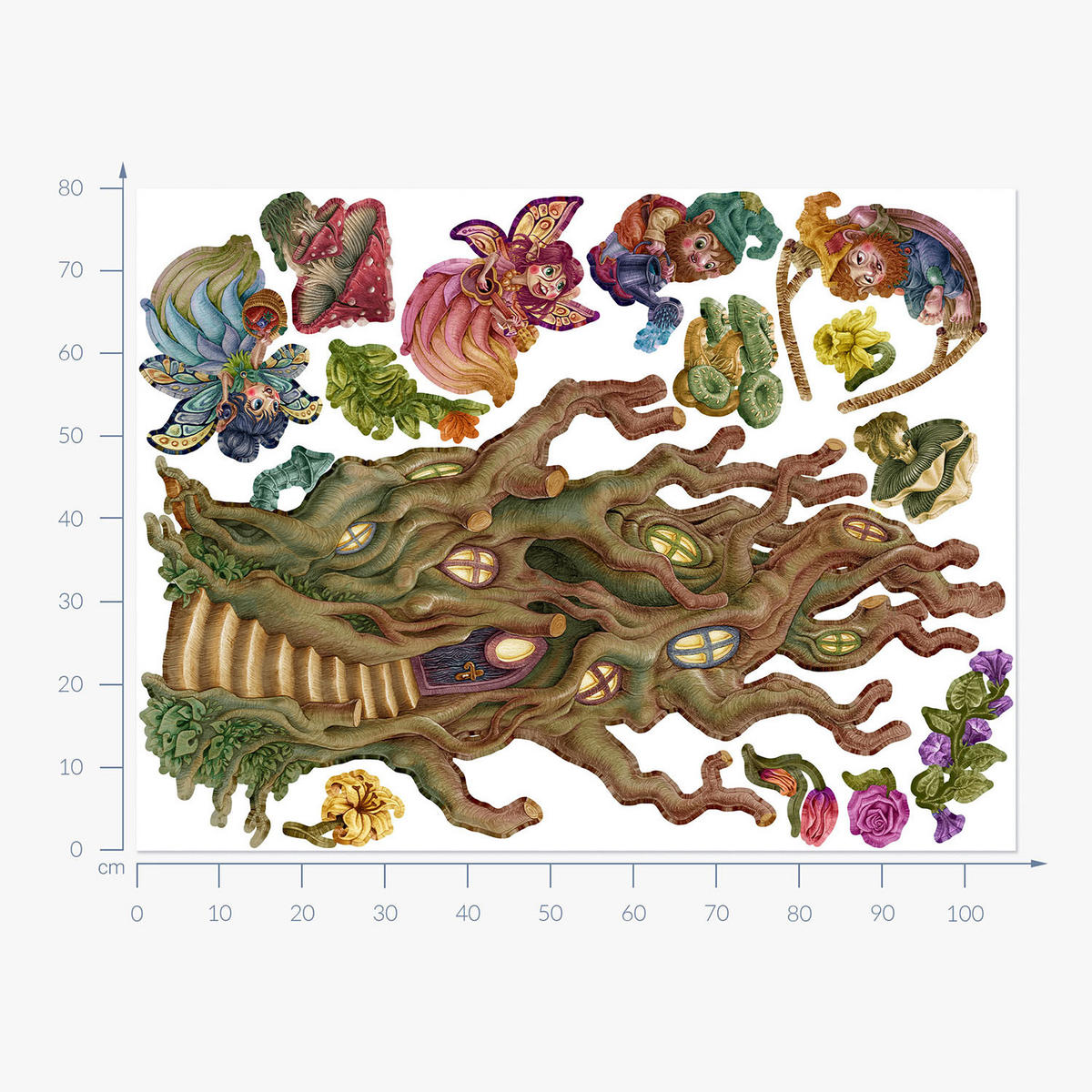 WANDAUFKLEBER 80x106cm - Feenwaldwesen - Multicolor, Kunststoff (80/106/0.1cm) - Wallfluent