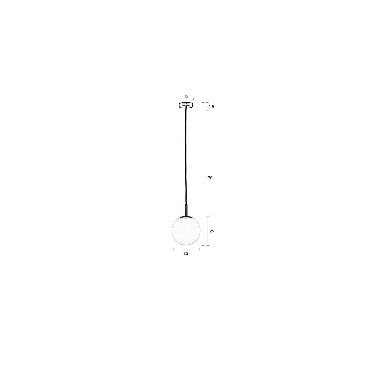 PENDELLEUCHTE Orion Rund 25 cm - Schwarz, Glas (25/25/170cm) - Zuiver
