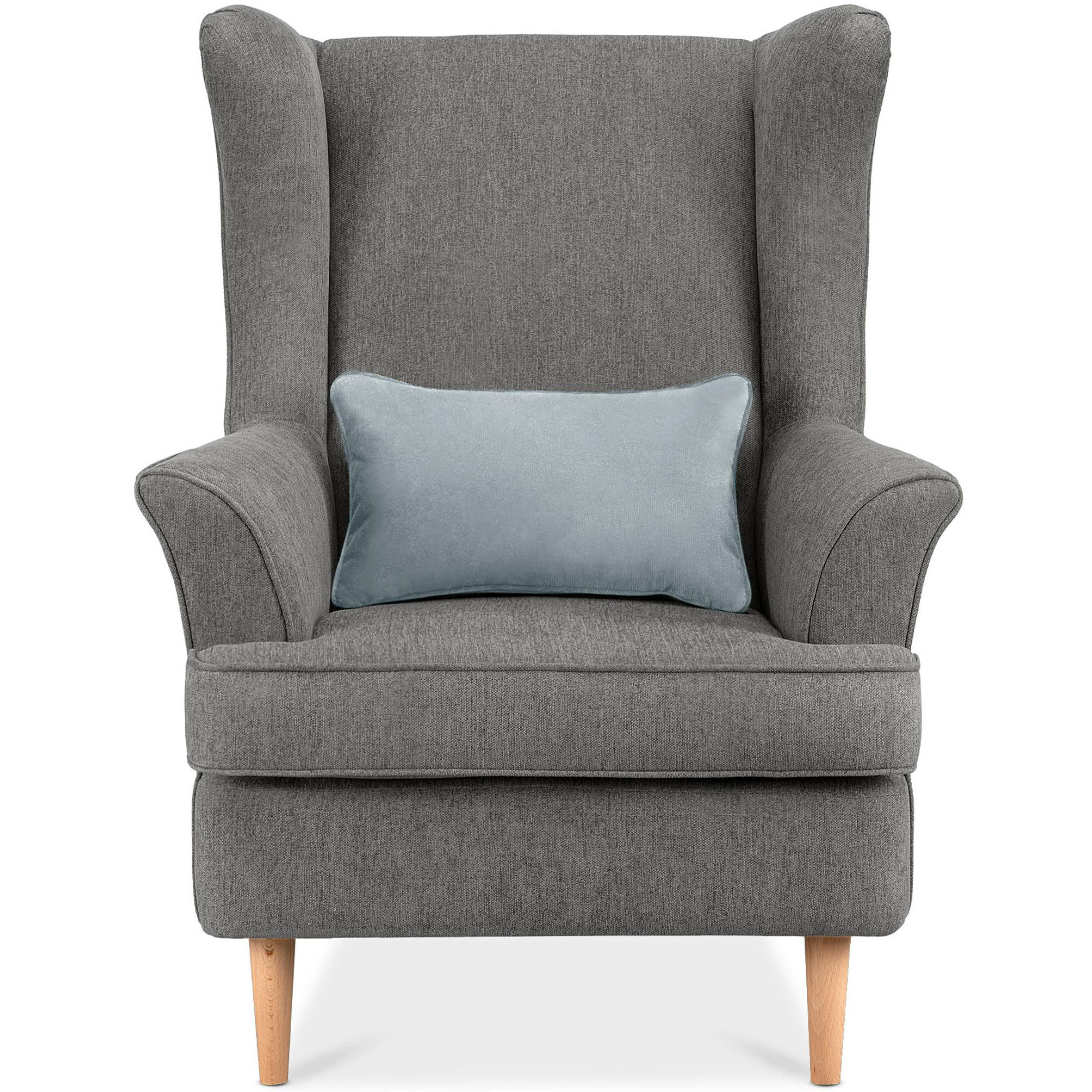 OHRENSESSEL STRALIS inklusive dekorativem Kissen, hellgrau - Hellgrau/Grau, Textil (82/108/80cm) - KONSIMO®