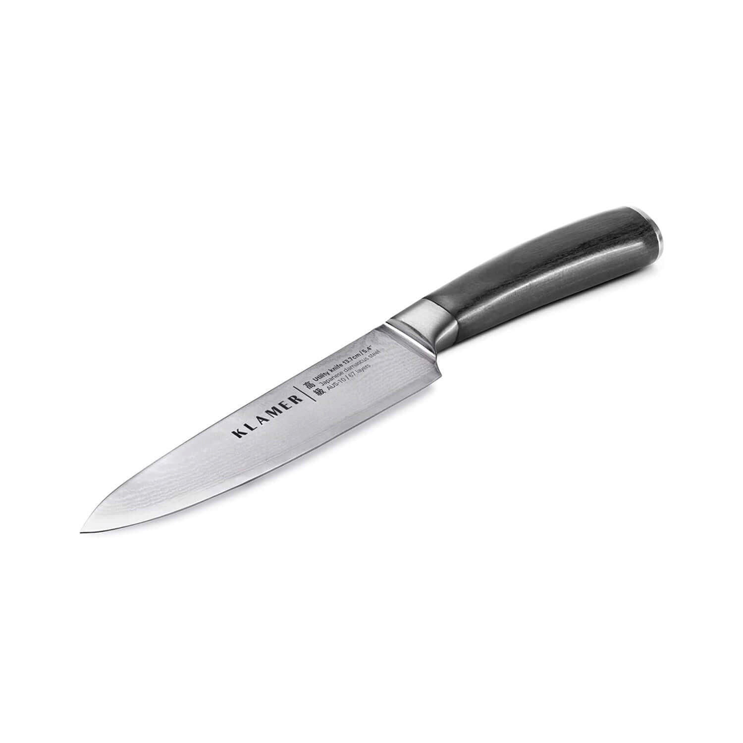 MESSER Damast Allzweckmesser 13 cm Pakkaholz - Schwarz, Metall (25cm) - KLAMER
