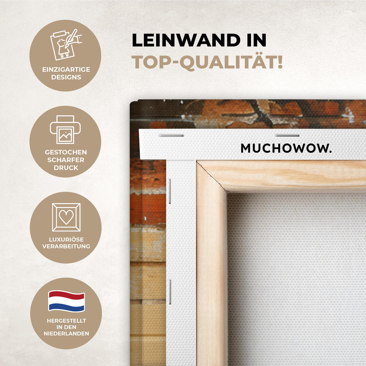 LEINWANDBILD Graffiti - Banksy - Mädchen - Straßenkunst 90x90 cm - Sandfarben, Textil (90/90cm) - MuchoWow