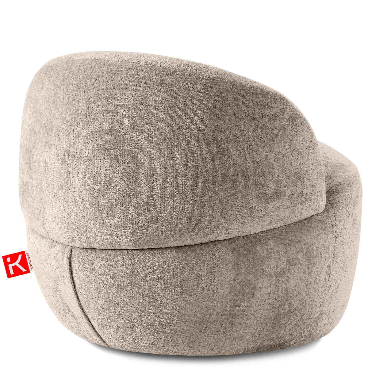 SESSEL NELUM Chenille-Stoff, rund, Beige - Beige/Schwarz, Holz/Holzwerkstoff (76/64/76cm) - KONSIMO®