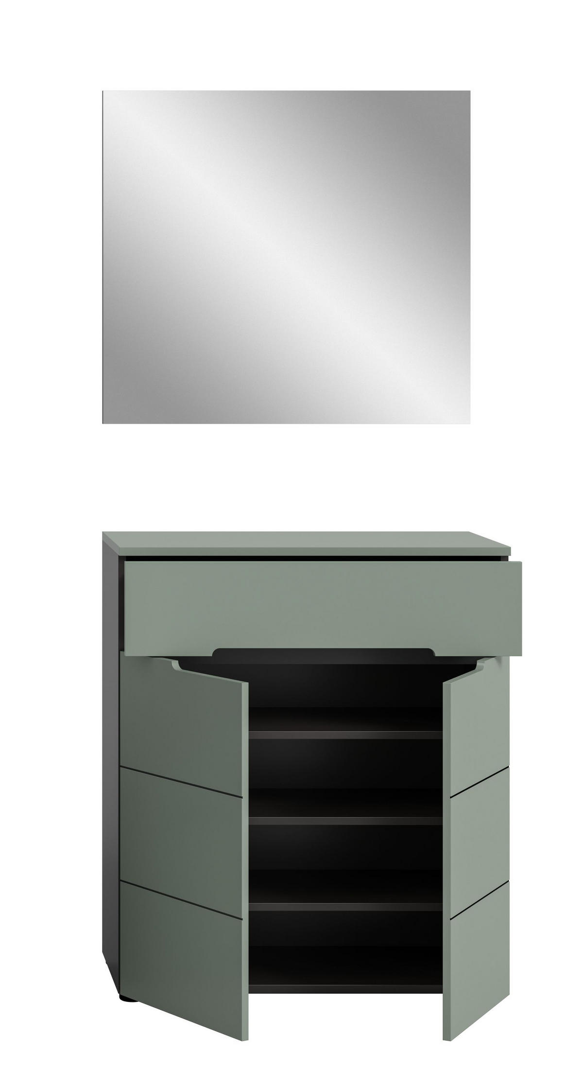 GARDEROBE Nova 2-tlg. (B/H/T: ca. 80/190/37 cm) in Basalt grau/Smoke Green - Grau, Holzwerkstoff (80/190/37cm)